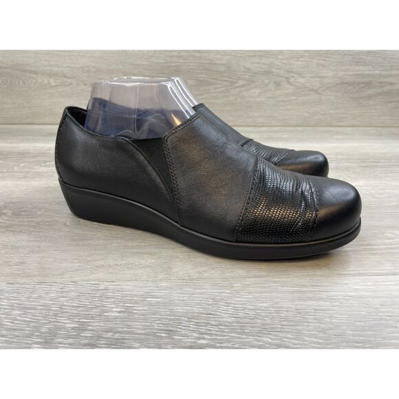 SAS Nora Women's Loafer Driving Wedge Slip-On Leather 9.5 Black Comfort Shoes - Picture 1 of 11